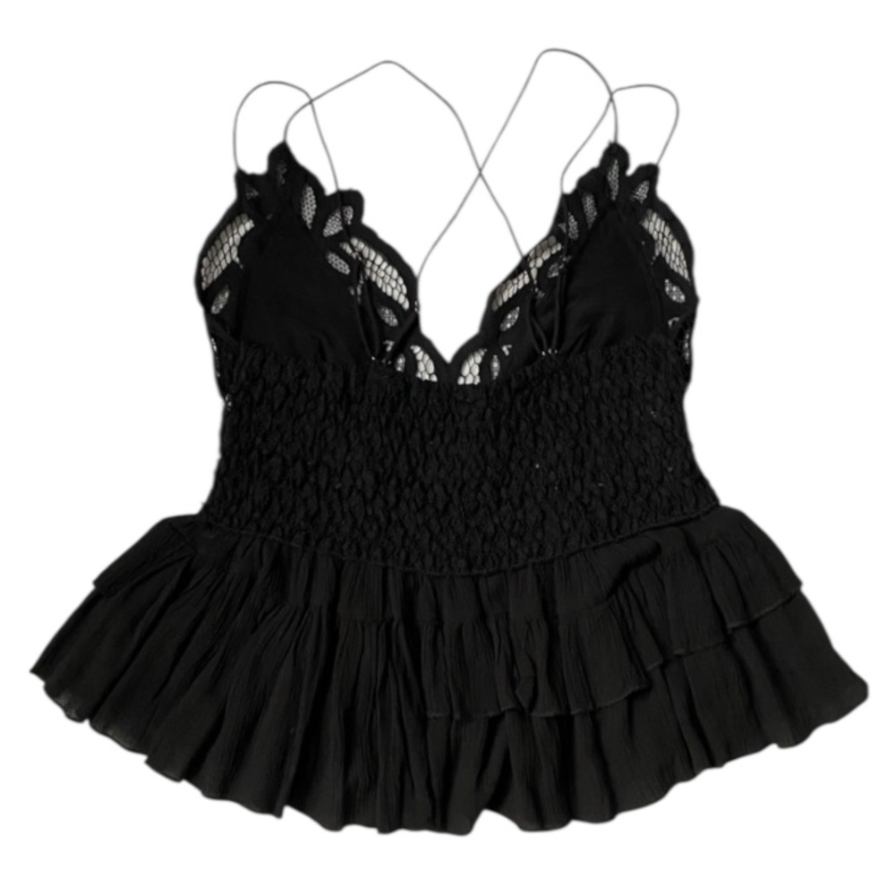 Free People Adella Black Lace Camisole Top